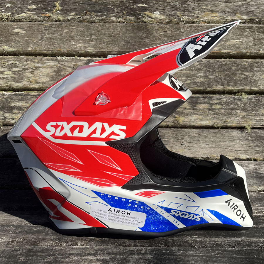 AIROH WRAAP SIX DAYS - CASCO DA CROSS MOTO MOTOCROSS ENDURO BLU