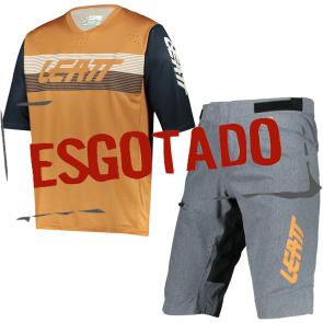 Bermuda + Camisa Leatt Enduro 3.0 Cinza/Amarelo