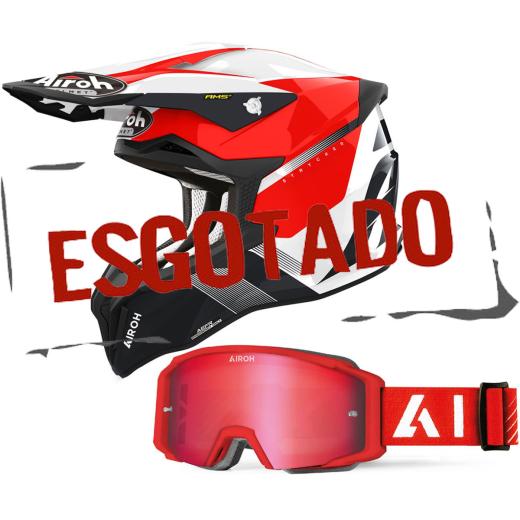 Capacete Airoh Strycker Blazer Vermelho BRINDE Óculos Airoh Blast XR1 Vermelho