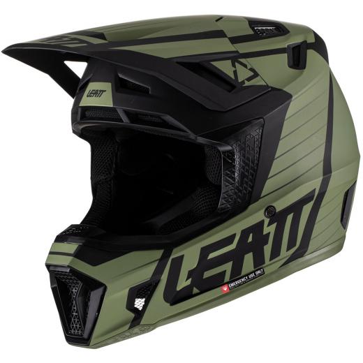 Capacete Leatt Moto 7.5 com Óculos - Verde/Laranja Citrus - Grid Motors